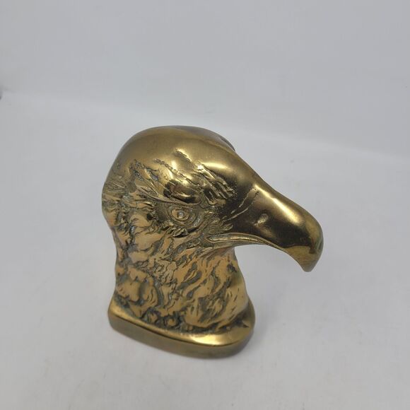 Eagle Head PAIR VTG Bookend or Brass Door Stopper Heavy "MadMen" 1950's Federal - Picture 7 of 13